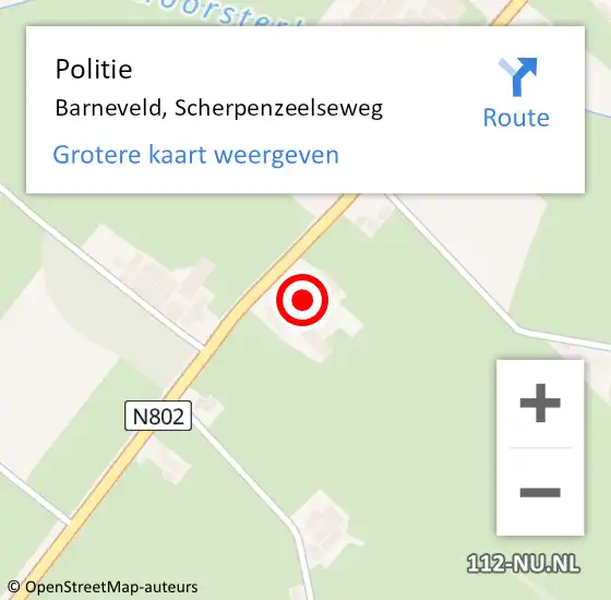Locatie op kaart van de 112 melding: Politie Barneveld, Scherpenzeelseweg op 19 september 2023 17:30