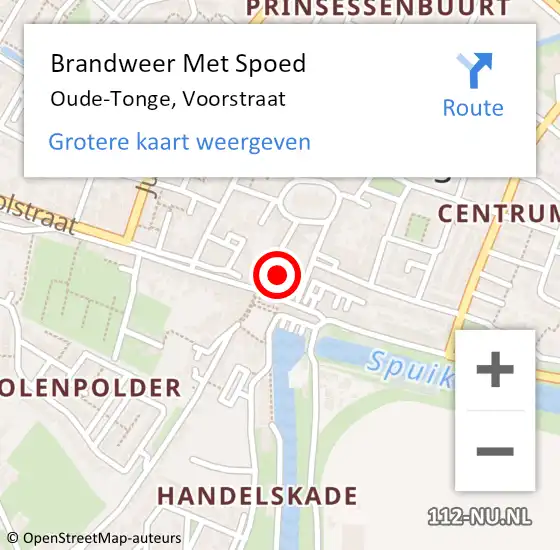 Locatie op kaart van de 112 melding: Brandweer Met Spoed Naar Oude-Tonge, Voorstraat op 19 september 2023 17:35