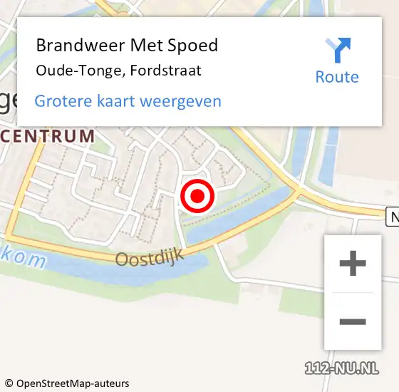 Locatie op kaart van de 112 melding: Brandweer Met Spoed Naar Oude-Tonge, Fordstraat op 19 september 2023 17:43