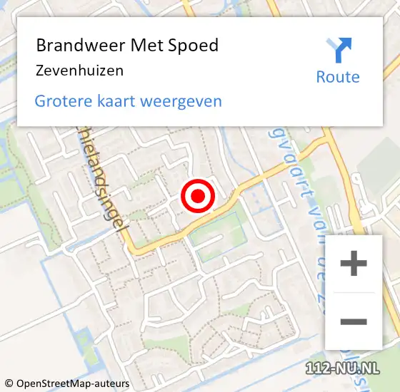 Locatie op kaart van de 112 melding: Brandweer Met Spoed Naar Zevenhuizen op 19 september 2023 18:04