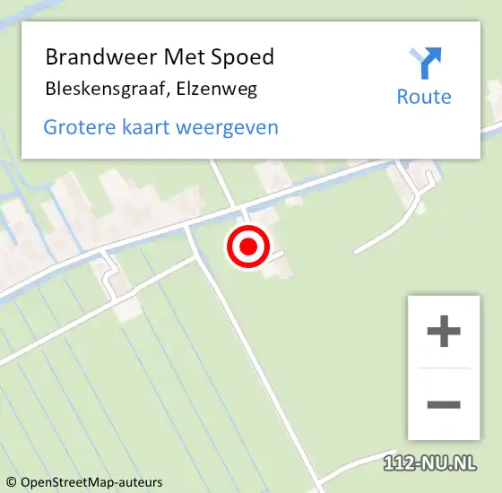 Locatie op kaart van de 112 melding: Brandweer Met Spoed Naar Bleskensgraaf, Elzenweg op 19 september 2023 18:12