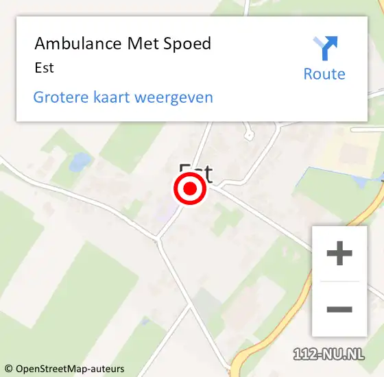 Locatie op kaart van de 112 melding: Ambulance Met Spoed Naar Est op 19 september 2023 18:29