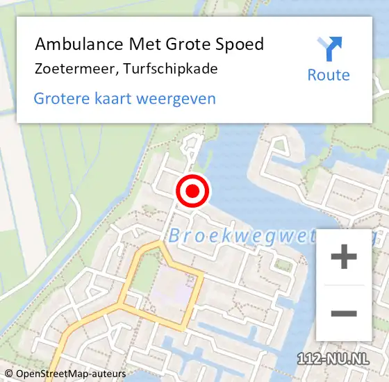 Locatie op kaart van de 112 melding: Ambulance Met Grote Spoed Naar Zoetermeer, Turfschipkade op 19 september 2023 18:36