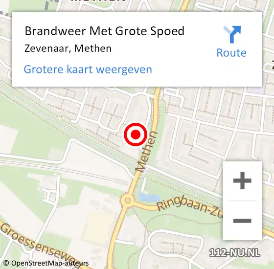 Locatie op kaart van de 112 melding: Brandweer Met Grote Spoed Naar Zevenaar, Methen op 19 september 2023 19:23