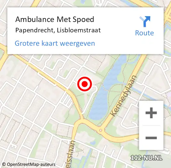 Locatie op kaart van de 112 melding: Ambulance Met Spoed Naar Papendrecht, Lisbloemstraat op 19 september 2023 19:39