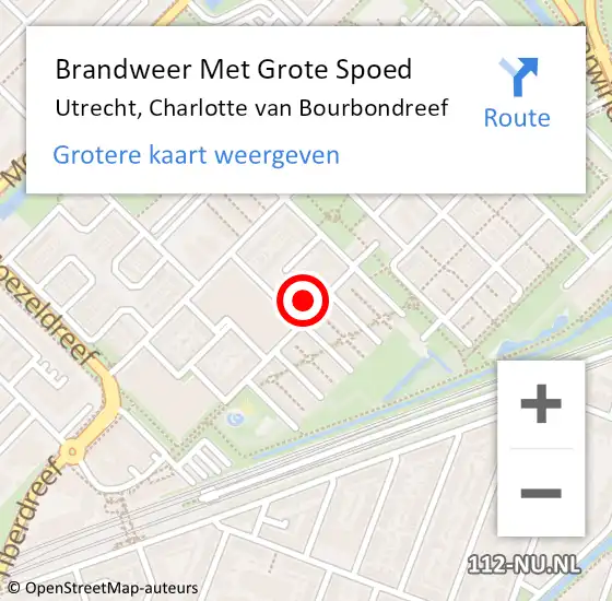 Locatie op kaart van de 112 melding: Brandweer Met Grote Spoed Naar Utrecht, Charlotte van Bourbondreef op 19 september 2023 19:57