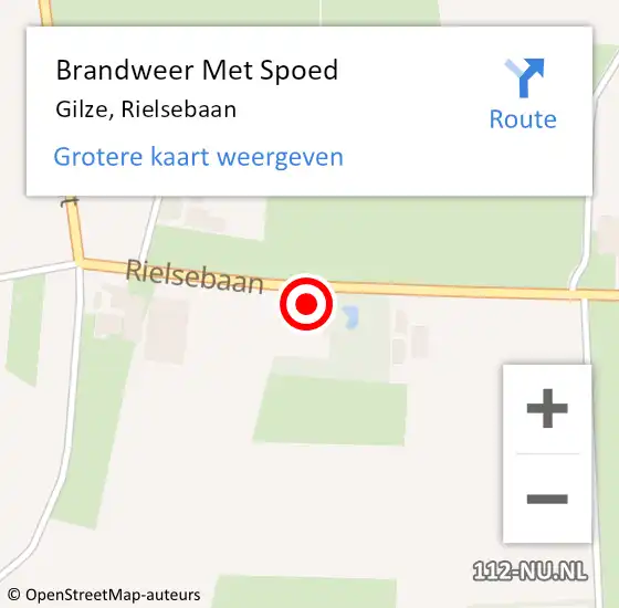 Locatie op kaart van de 112 melding: Brandweer Met Spoed Naar Gilze, Rielsebaan op 19 september 2023 20:14