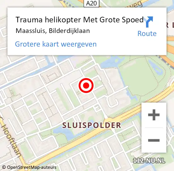 Locatie op kaart van de 112 melding: Trauma helikopter Met Grote Spoed Naar Maassluis, Bilderdijklaan op 19 september 2023 20:22