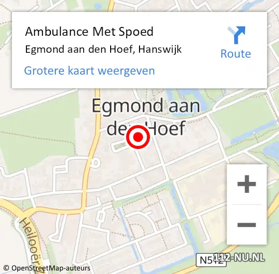 Locatie op kaart van de 112 melding: Ambulance Met Spoed Naar Egmond aan den Hoef, Hanswijk op 19 september 2023 20:28