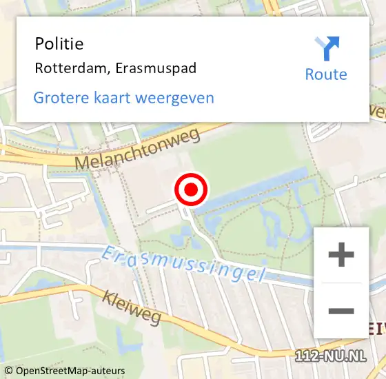 Locatie op kaart van de 112 melding: Politie Rotterdam, Erasmuspad op 19 september 2023 20:41