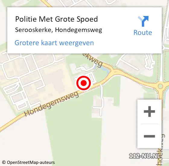 Locatie op kaart van de 112 melding: Politie Met Grote Spoed Naar Serooskerke, Hondegemsweg op 19 september 2023 20:45
