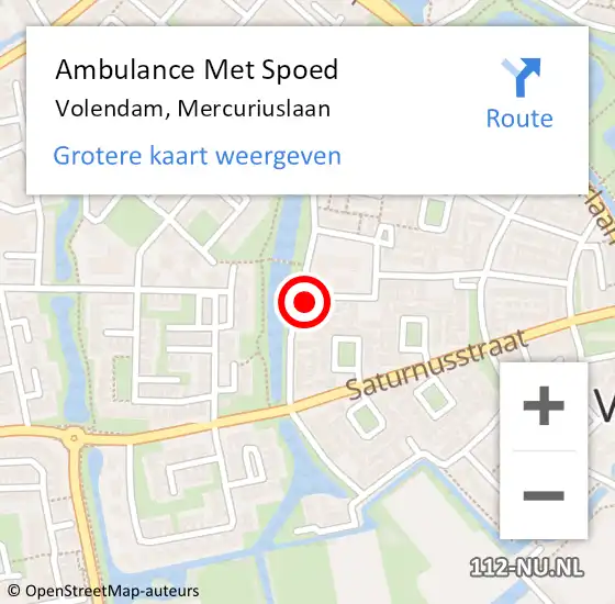 Locatie op kaart van de 112 melding: Ambulance Met Spoed Naar Volendam, Mercuriuslaan op 19 september 2023 21:11