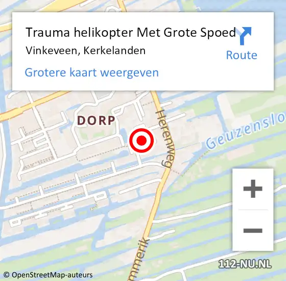 Locatie op kaart van de 112 melding: Trauma helikopter Met Grote Spoed Naar Vinkeveen, Kerkelanden op 19 september 2023 21:56