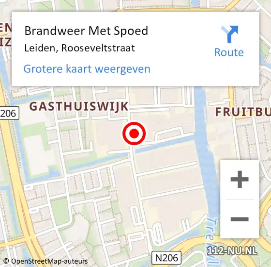 Locatie op kaart van de 112 melding: Brandweer Met Spoed Naar Leiden, Rooseveltstraat op 19 september 2023 21:58