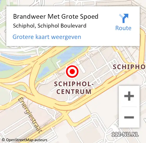 Locatie op kaart van de 112 melding: Brandweer Met Grote Spoed Naar Schiphol, Schiphol Boulevard op 19 september 2023 22:03