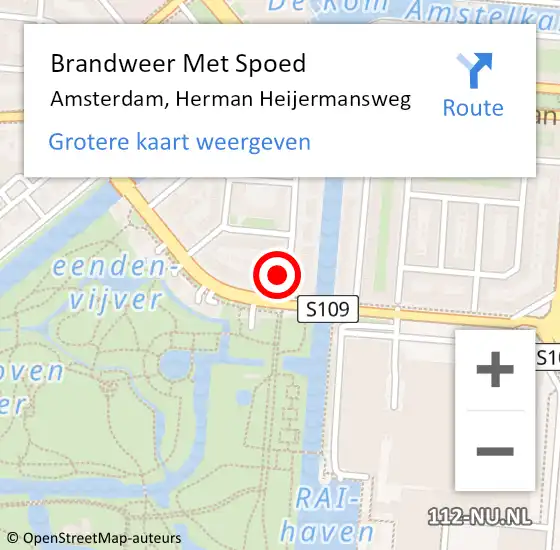 Locatie op kaart van de 112 melding: Brandweer Met Spoed Naar Amsterdam, Herman Heijermansweg op 19 september 2023 22:04