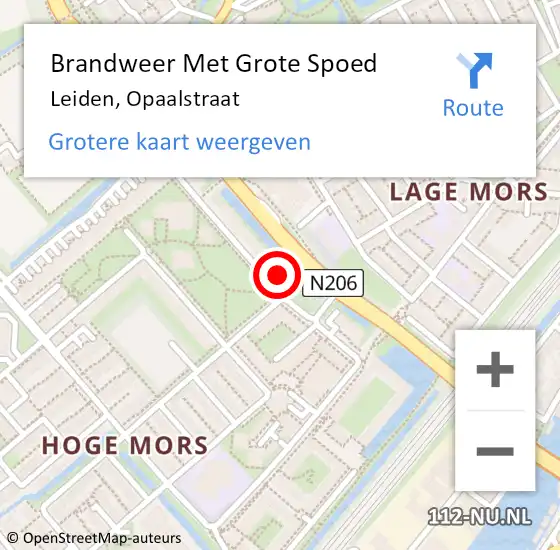 Locatie op kaart van de 112 melding: Brandweer Met Grote Spoed Naar Leiden, Opaalstraat op 19 september 2023 22:06