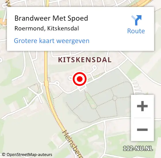 Locatie op kaart van de 112 melding: Brandweer Met Spoed Naar Roermond, Kitskensdal op 19 september 2023 22:06