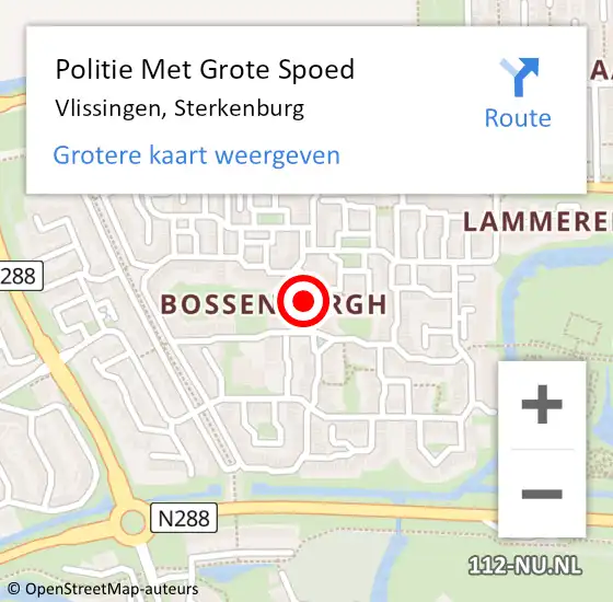 Locatie op kaart van de 112 melding: Politie Met Grote Spoed Naar Vlissingen, Sterkenburg op 19 september 2023 22:27