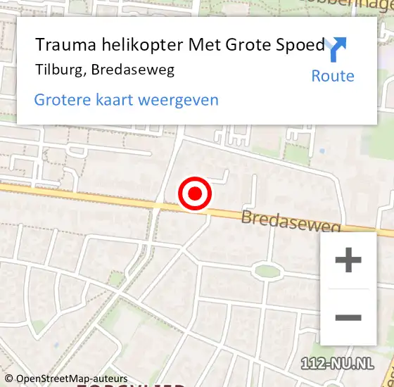 Locatie op kaart van de 112 melding: Trauma helikopter Met Grote Spoed Naar Tilburg, Bredaseweg op 19 september 2023 22:47