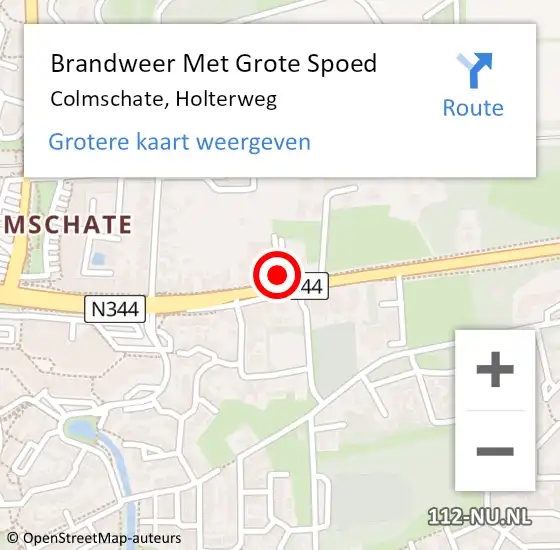 Locatie op kaart van de 112 melding: Brandweer Met Grote Spoed Naar Colmschate, Holterweg op 8 september 2014 18:32