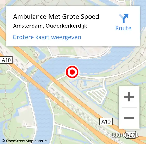 Locatie op kaart van de 112 melding: Ambulance Met Grote Spoed Naar Amsterdam, Ouderkerkerdijk op 19 september 2023 23:32
