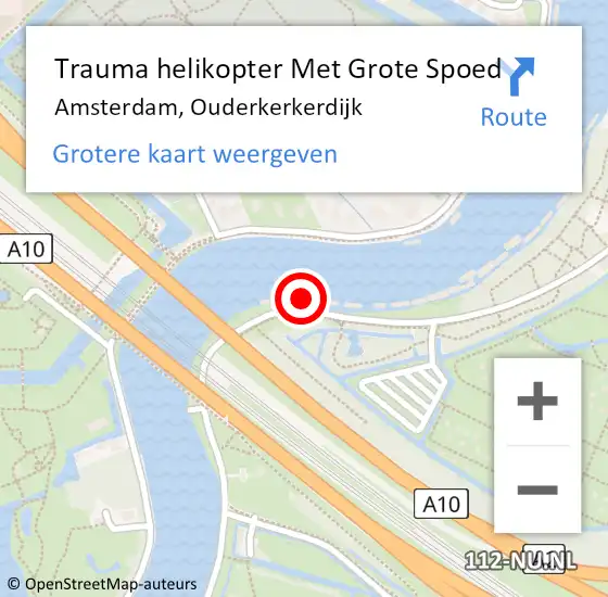 Locatie op kaart van de 112 melding: Trauma helikopter Met Grote Spoed Naar Amsterdam, Ouderkerkerdijk op 19 september 2023 23:32