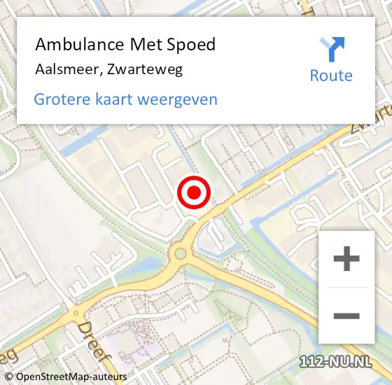 Locatie op kaart van de 112 melding: Ambulance Met Spoed Naar Aalsmeer, Zwarteweg op 19 september 2023 23:37