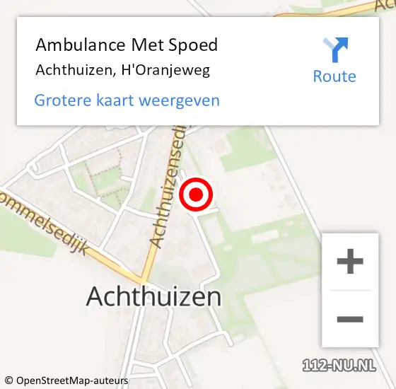 Locatie op kaart van de 112 melding: Ambulance Met Spoed Naar Achthuizen, H'Oranjeweg op 19 september 2023 23:38