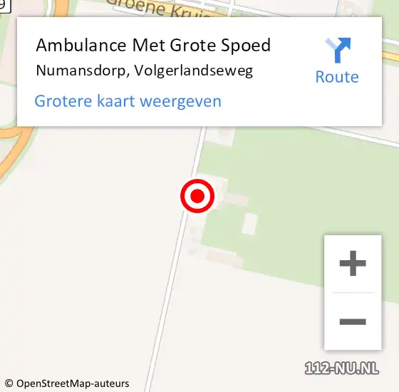 Locatie op kaart van de 112 melding: Ambulance Met Grote Spoed Naar Numansdorp, Volgerlandseweg op 19 september 2023 23:54