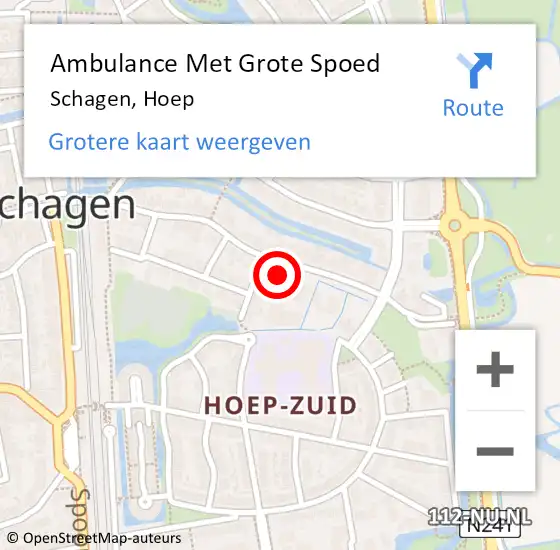 Locatie op kaart van de 112 melding: Ambulance Met Grote Spoed Naar Schagen, Hoep op 20 september 2023 00:26