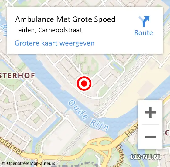 Locatie op kaart van de 112 melding: Ambulance Met Grote Spoed Naar Leiden, Carneoolstraat op 20 september 2023 01:13
