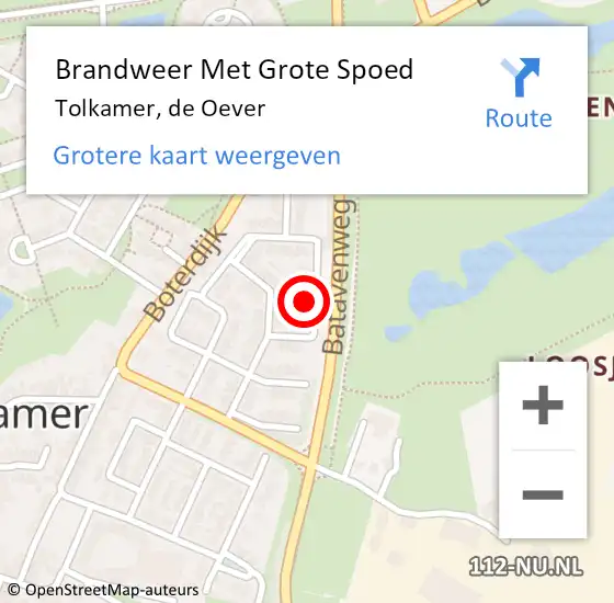 Locatie op kaart van de 112 melding: Brandweer Met Grote Spoed Naar Tolkamer, de Oever op 20 september 2023 02:15