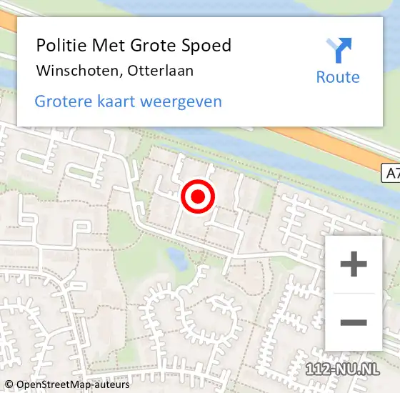 Locatie op kaart van de 112 melding: Politie Met Grote Spoed Naar Winschoten, Otterlaan op 20 september 2023 02:37