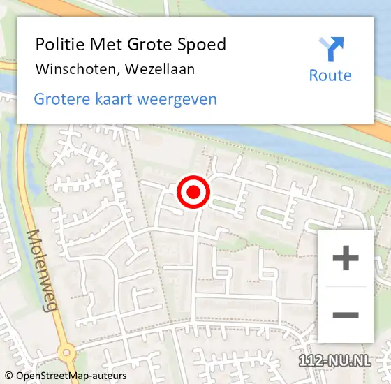 Locatie op kaart van de 112 melding: Politie Met Grote Spoed Naar Winschoten, Wezellaan op 20 september 2023 02:38
