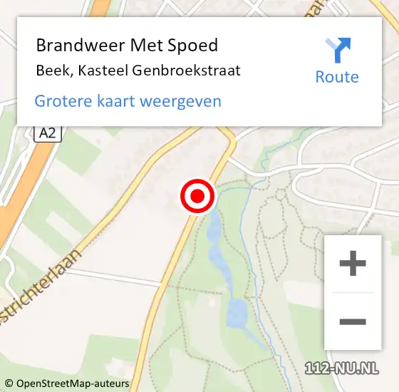 Locatie op kaart van de 112 melding: Brandweer Met Spoed Naar Beek, Kasteel Genbroekstraat op 20 september 2023 03:39