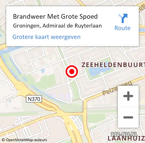 Locatie op kaart van de 112 melding: Brandweer Met Grote Spoed Naar Groningen, Admiraal de Ruyterlaan op 20 september 2023 04:10