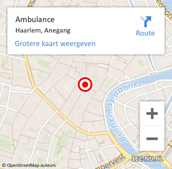 Locatie op kaart van de 112 melding: Ambulance Haarlem, Anegang op 20 september 2023 04:15