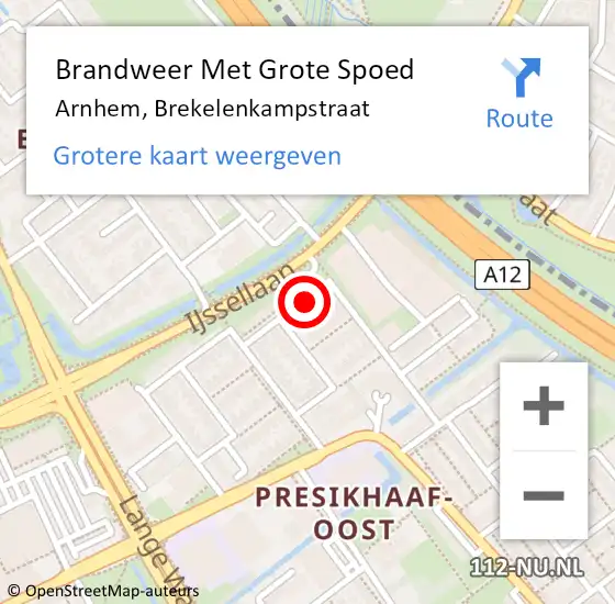 Locatie op kaart van de 112 melding: Brandweer Met Grote Spoed Naar Arnhem, Brekelenkampstraat op 20 september 2023 05:14