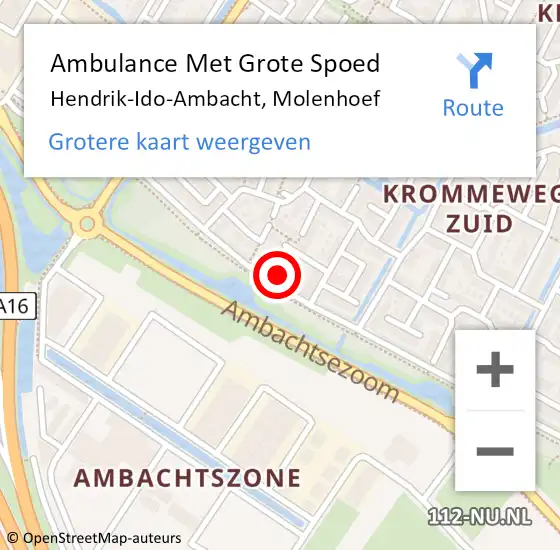 Locatie op kaart van de 112 melding: Ambulance Met Grote Spoed Naar Hendrik-Ido-Ambacht, Molenhoef op 20 september 2023 06:31