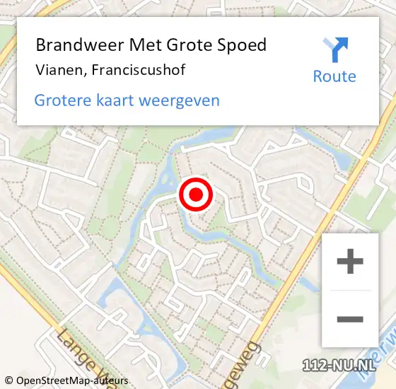 Locatie op kaart van de 112 melding: Brandweer Met Grote Spoed Naar Vianen, Franciscushof op 20 september 2023 07:50