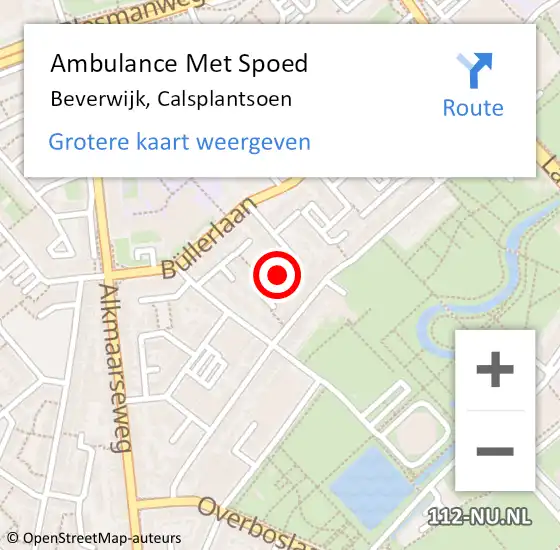 Locatie op kaart van de 112 melding: Ambulance Met Spoed Naar Beverwijk, Calsplantsoen op 20 september 2023 07:58