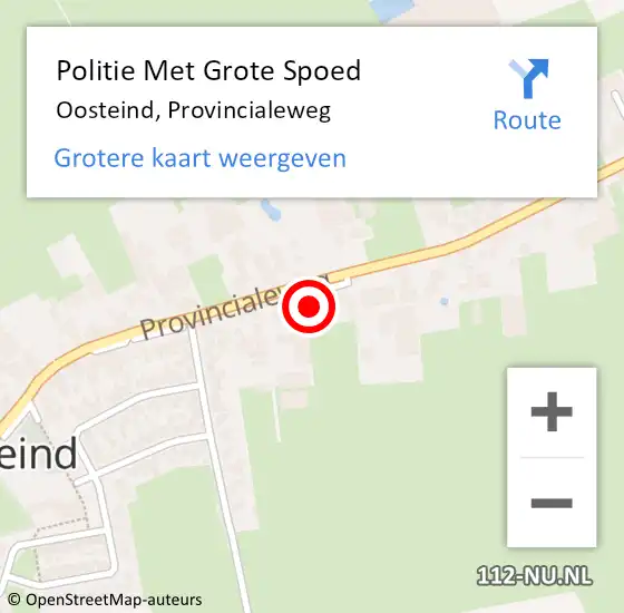 Locatie op kaart van de 112 melding: Politie Met Grote Spoed Naar Oosteind, Provincialeweg op 20 september 2023 08:16