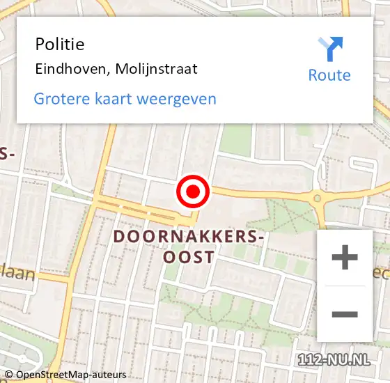 Locatie op kaart van de 112 melding: Politie Eindhoven, Molijnstraat op 20 september 2023 08:27