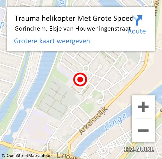Locatie op kaart van de 112 melding: Trauma helikopter Met Grote Spoed Naar Gorinchem, Elsje van Houweningenstraat op 20 september 2023 08:27