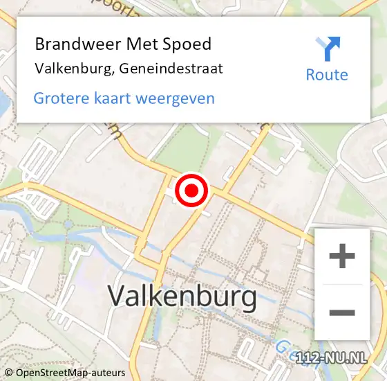 Locatie op kaart van de 112 melding: Brandweer Met Spoed Naar Valkenburg, Geneindestraat op 20 september 2023 08:30