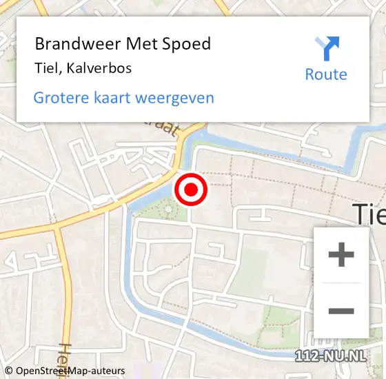 Locatie op kaart van de 112 melding: Brandweer Met Spoed Naar Tiel, Kalverbos op 20 september 2023 08:30