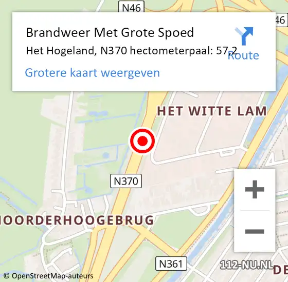 Locatie op kaart van de 112 melding: Brandweer Met Grote Spoed Naar Het Hogeland, N370 hectometerpaal: 57,2 op 20 september 2023 08:43