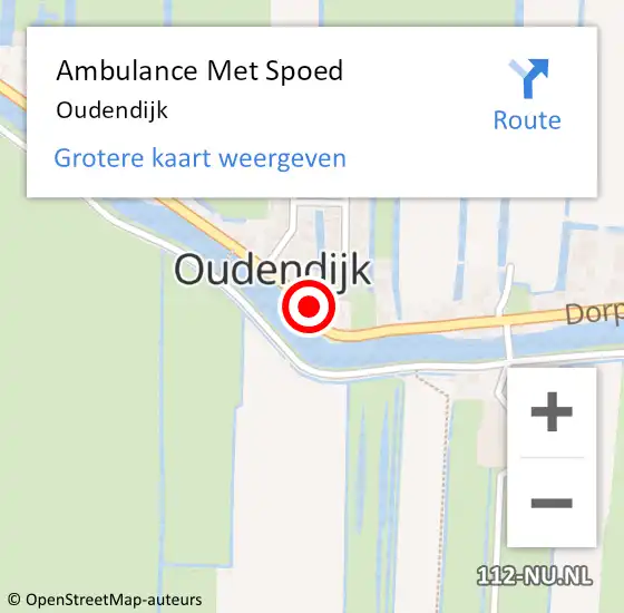 Locatie op kaart van de 112 melding: Ambulance Met Spoed Naar Oudendijk op 20 september 2023 08:44