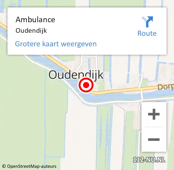 Locatie op kaart van de 112 melding: Ambulance Oudendijk op 20 september 2023 08:45